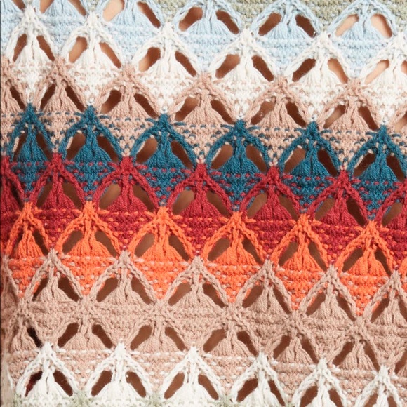 Free People Fringe Hem Crochet Wide Sleeve Poncho - Picture 7 of 9